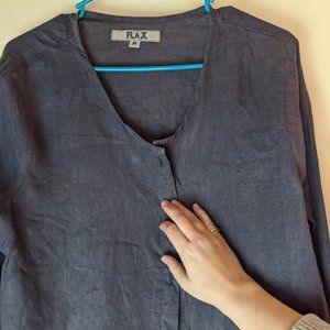 FLAX Linen Cardigan Gray Button Up